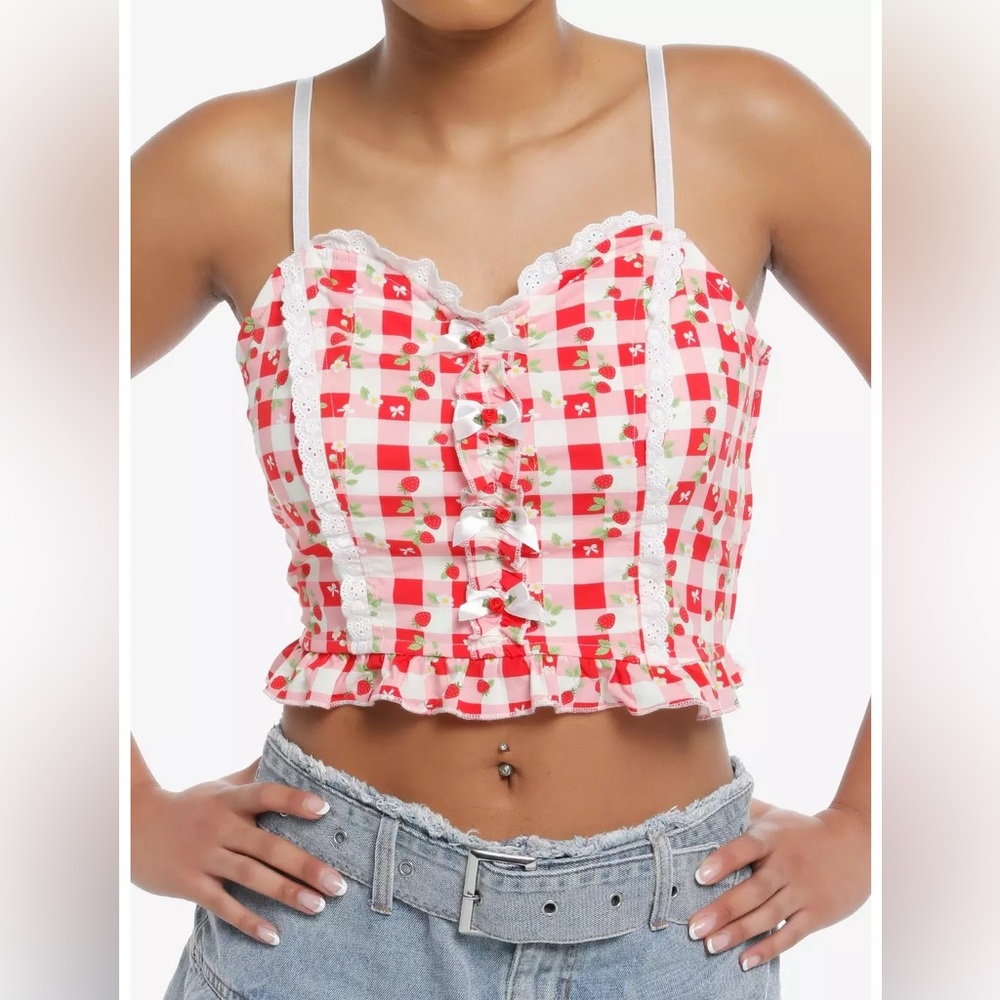 Sweet Society Strawberry Gingham Top
